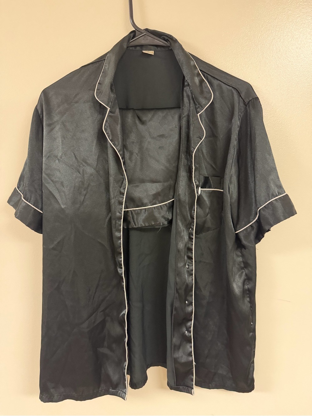 Black Satin Pajama Set